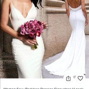 White very simple wedding dress